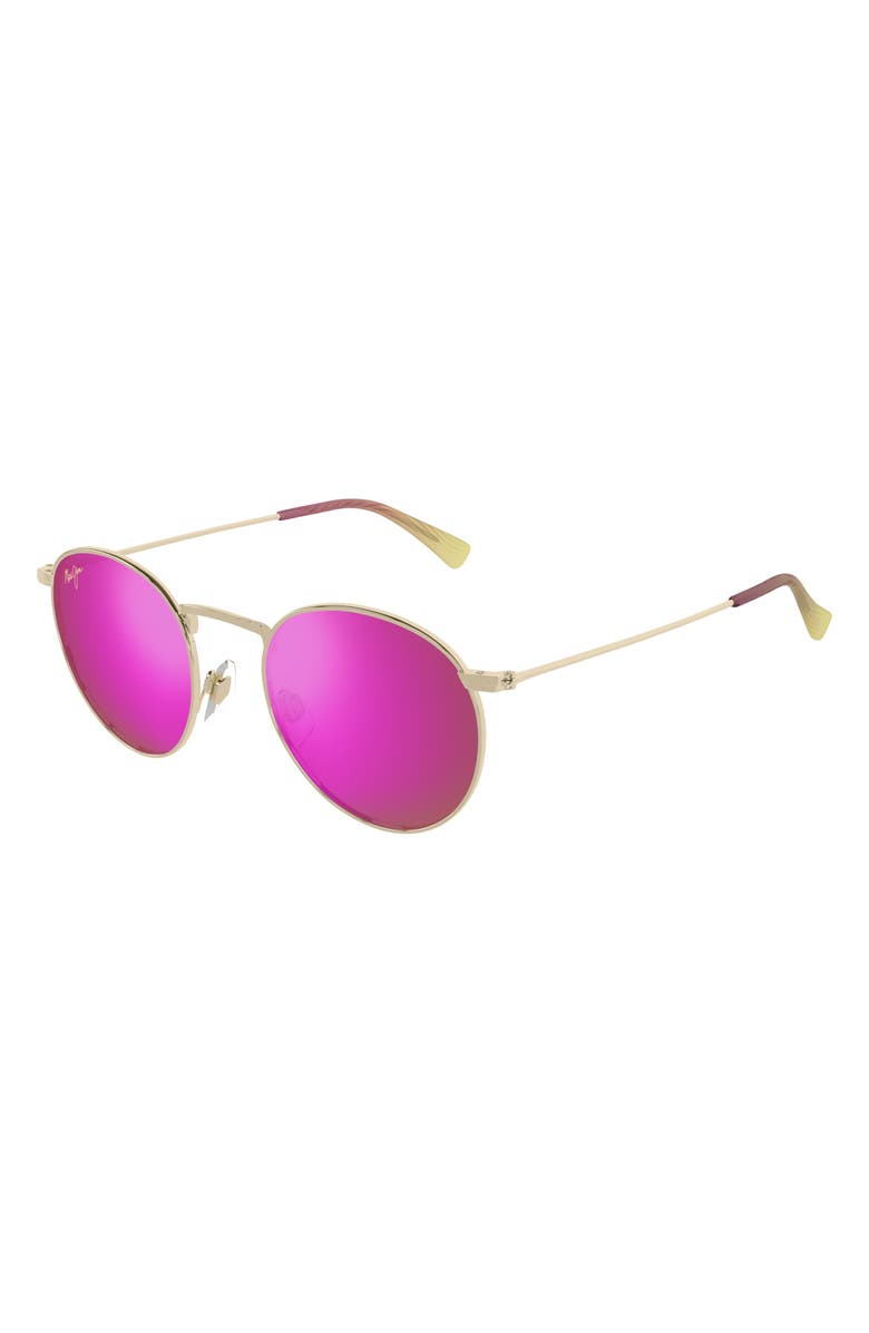 Maui Jim Pukaua 50mm Small Polarized Round Sunglasses, Alternate, color, Gold Pink Yellow