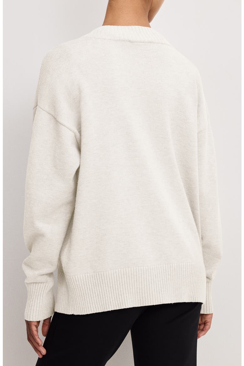 Oversize V-Neck Sweater, Alternate, color, VANILLA001
