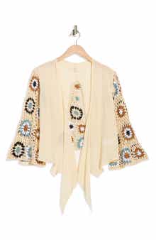 Elan Crochet Trim Crop Cover-Up Top