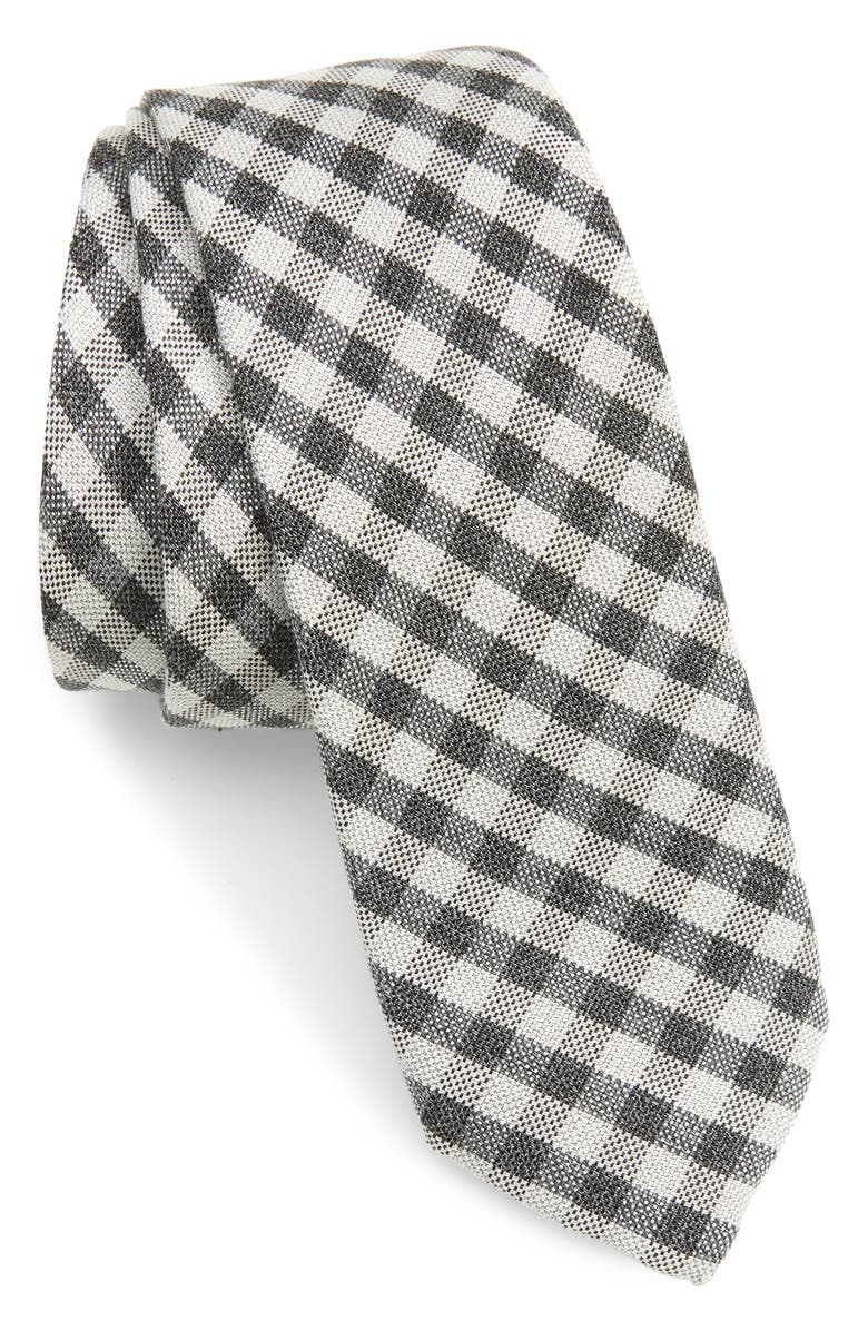 Ted Baker London Gingham Cotton & Silk Skinny Tie, Main, color, 