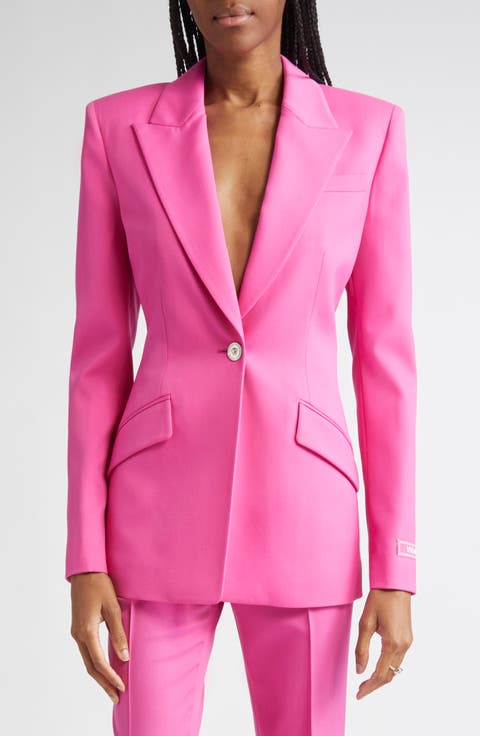 Stretch Wool Gabardine Single Breasted Blazer