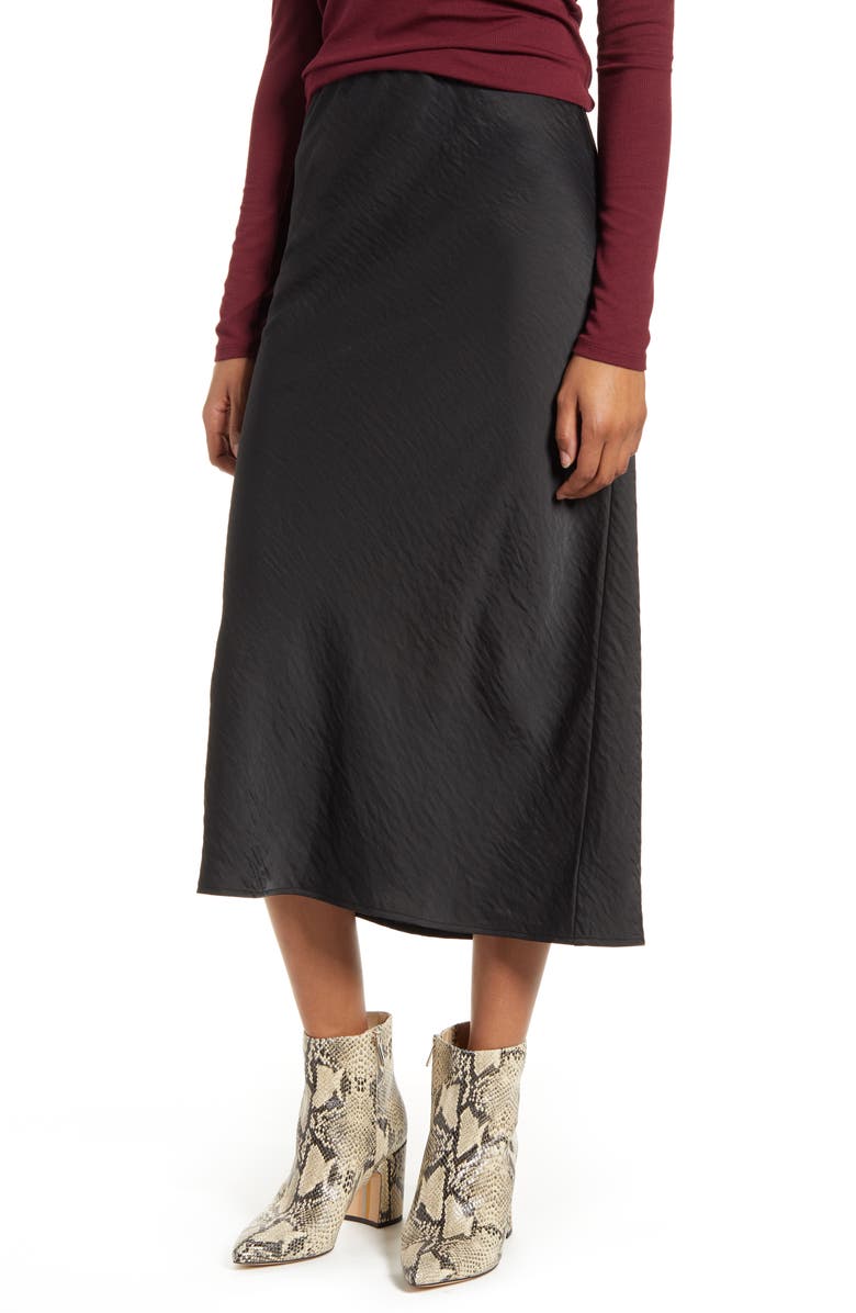 Bobeau Lyndon Bias Cut Midi Skirt, Main, color,