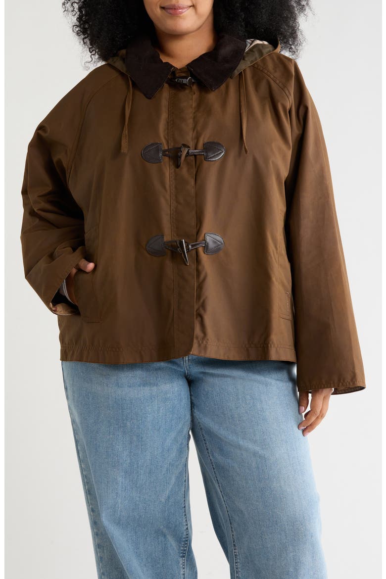 Myra Waxed Toggle Jacket, Main, color, BARK/HESSIAN TARTAN