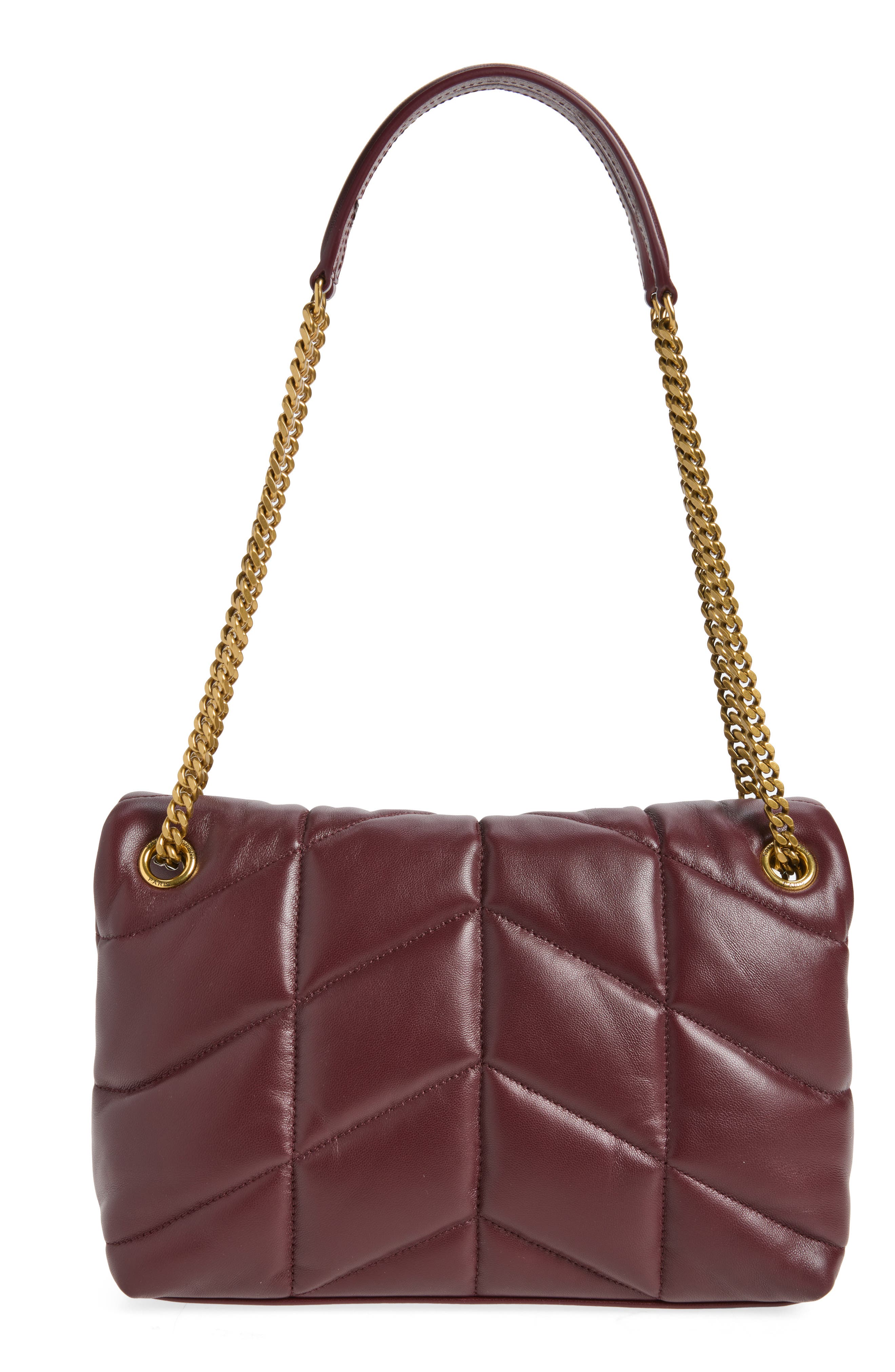 Small Loulou Leather Puffer Bag, Alternate, color, ROUGE CABERNET