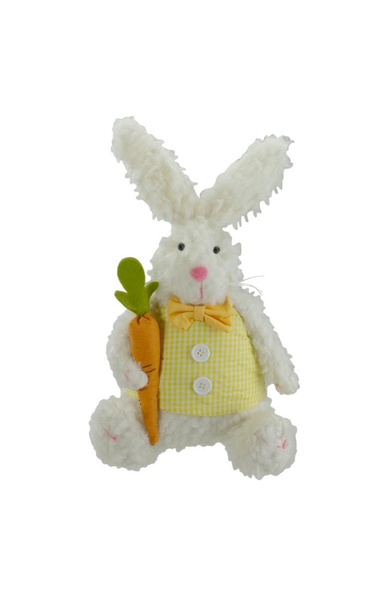 Northlight Plush Easter Bunny Rabbit with Carrot Spring Decoration - 14", Main, color, White