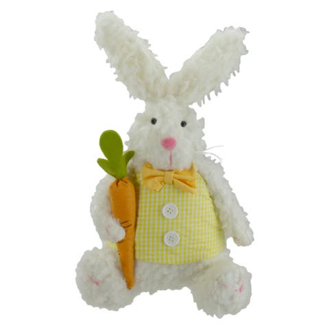 Plush Easter Bunny Rabbit with Carrot Spring Decoration - 14"