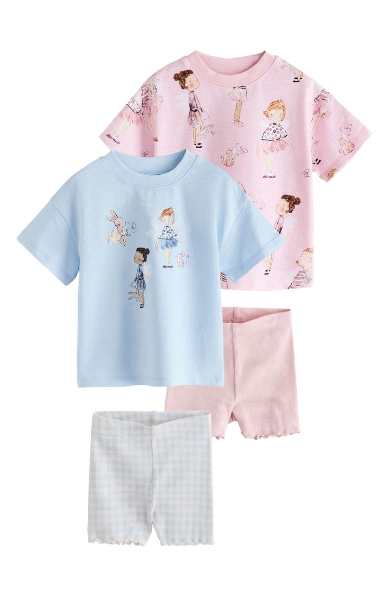 NEXT Kids' Ballerina T-Shirt & Shorts Set, Main, color, Pink/ Blue