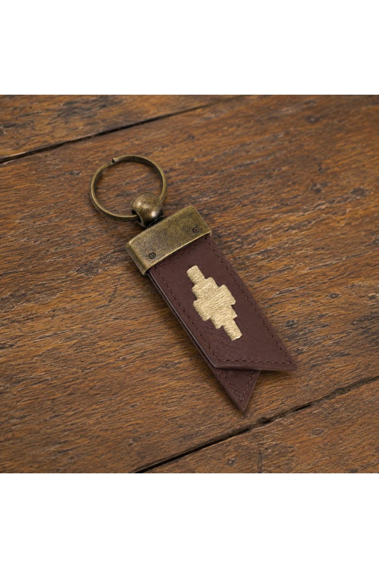 Juntos Origami Leather Keychain, Alternate, color, Brown/ Cream