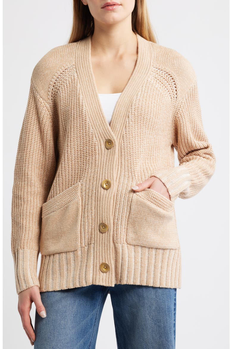 Cotton Blend Cardigan, Alternate, color, CHAMPAGNE