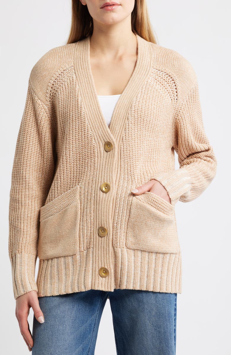 CITY BLUES Cotton Blend Cardigan, Alternate, color, Champagne