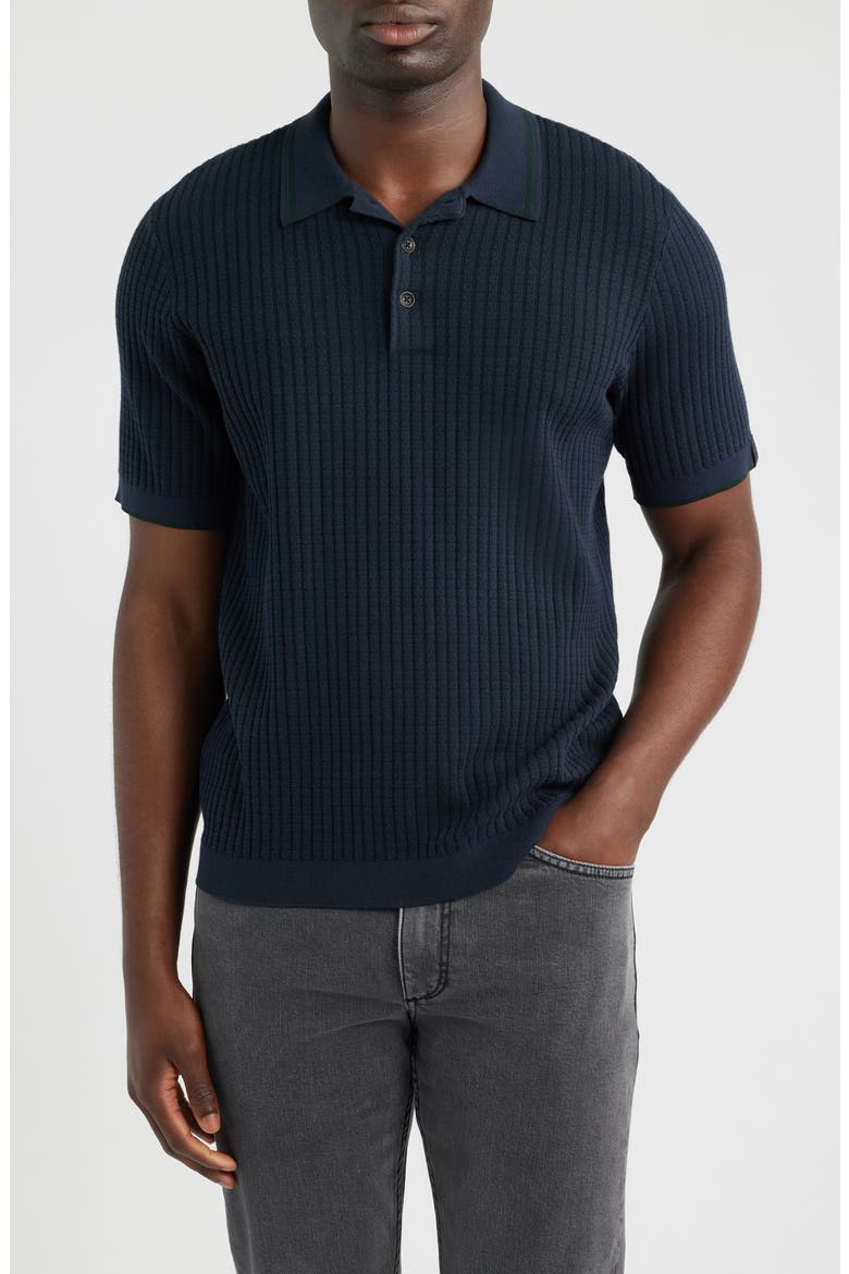 Harvey Rib Polo Sweater, Main, color, NAVY