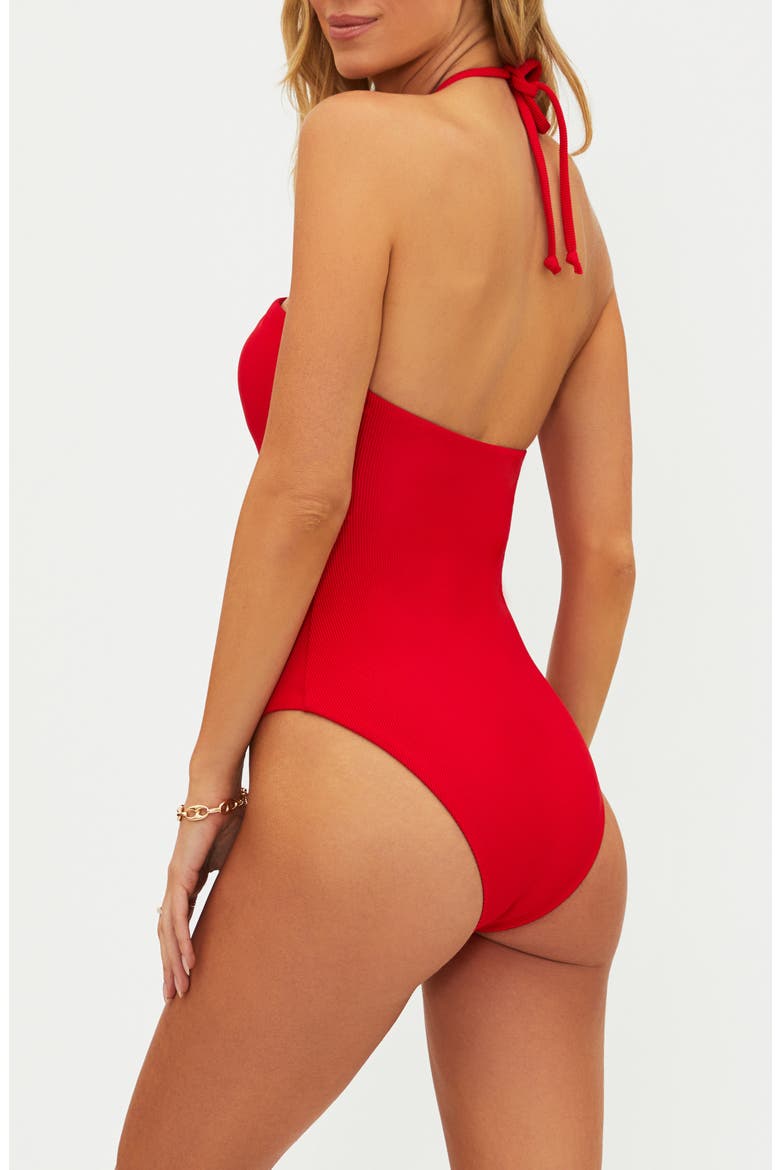 Phoenix Halter One-Piece Swimsuit, Alternate, color, RED