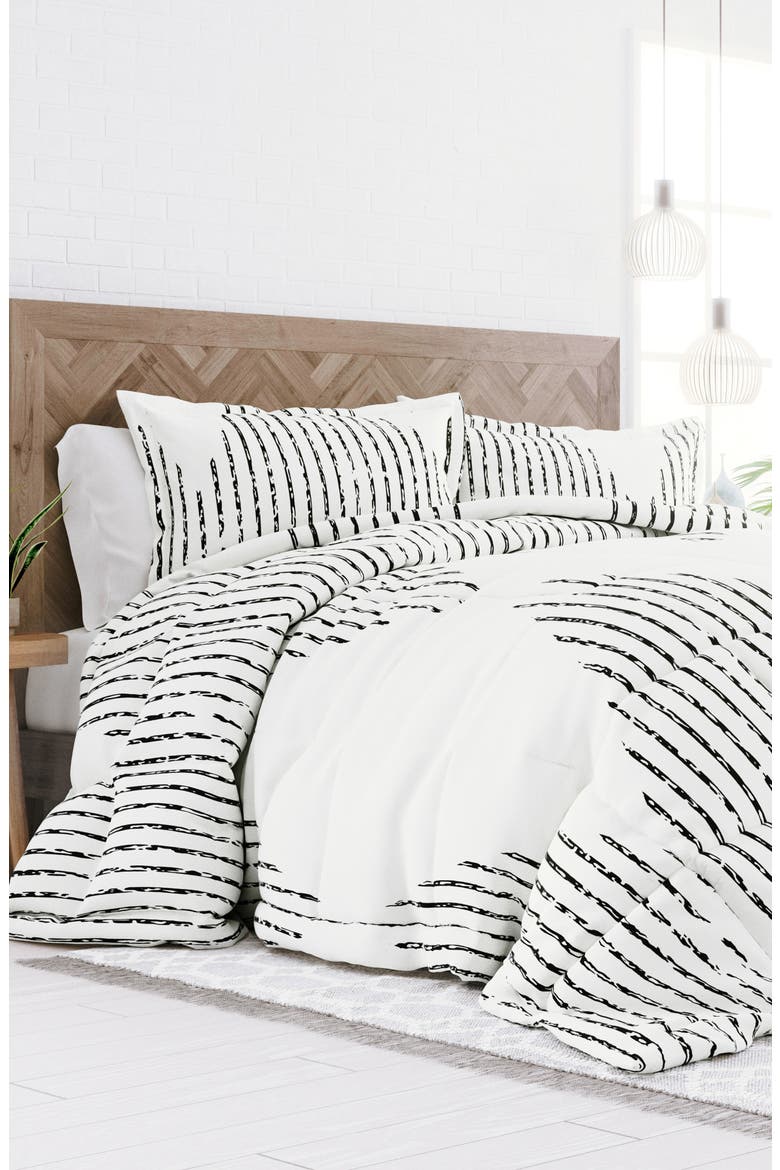 Premium Ultra Soft Diamond Stripe Down-Alternative Comforter Set, Alternate, color, GREY
