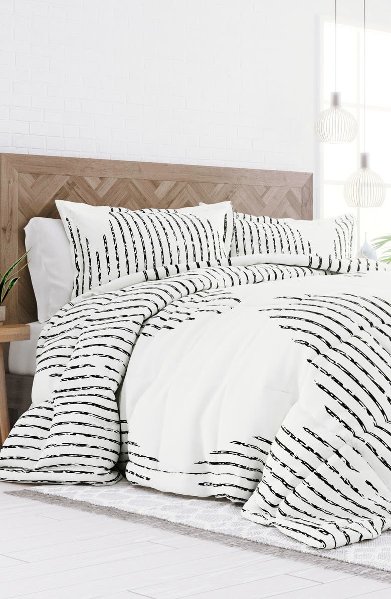 HOMESPUN Premium Ultra Soft Diamond Stripe Down-Alternative Comforter Set, Alternate, color, Grey