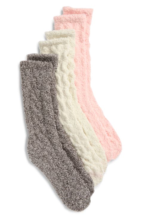 Assorted 3-Pack Cable Butter Socks