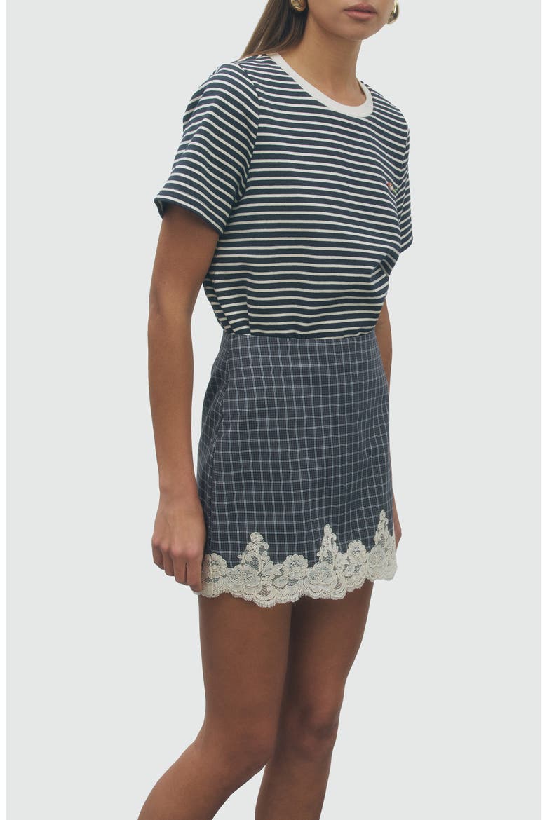 Stacy Miniskirt with Lace Hemline, Alternate, color, BLACK CREAM
