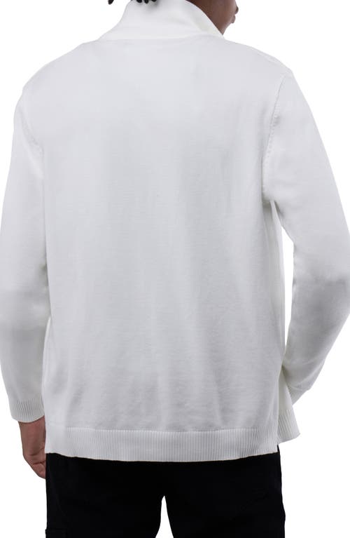 X-ray Xray Mock Neck Full Zip Sweater In Off White