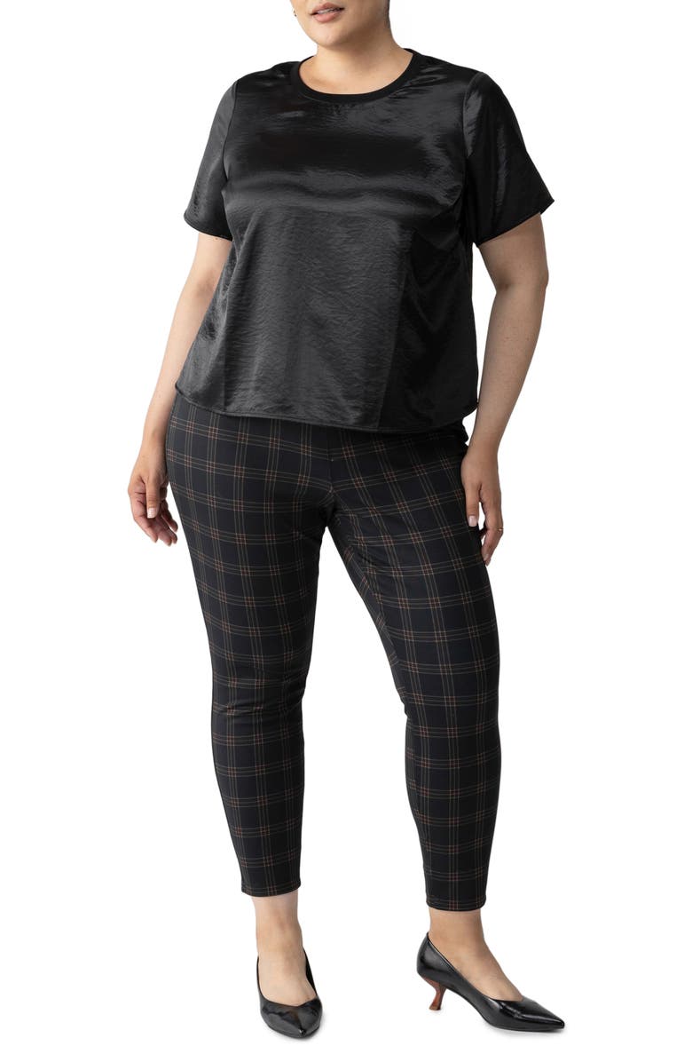 Sanctuary Runway Plaid Ponte Pocket Leggings, Alternate, color, 