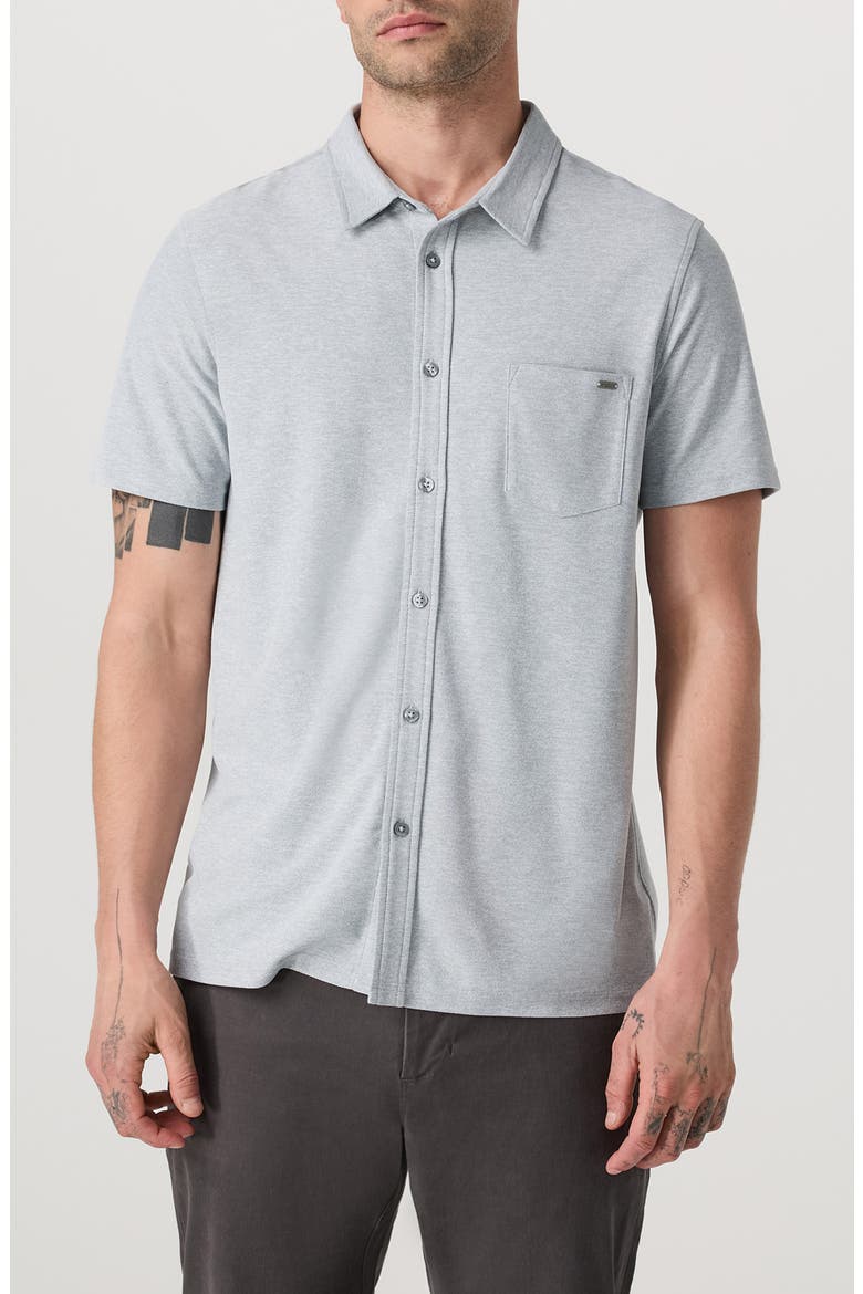 Ace Solid Short Sleeve Button-Up Shirt, Main, color, SEA GLASS