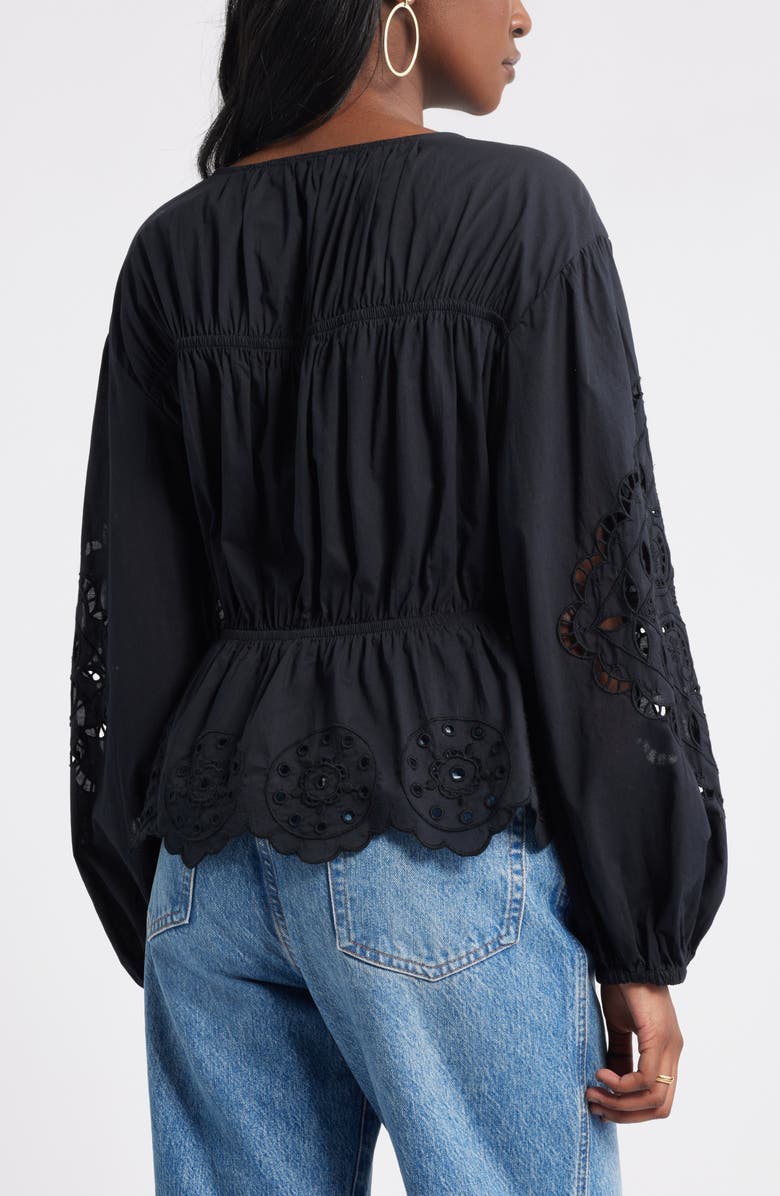 Long Sleeve Cotton Eyelet Top