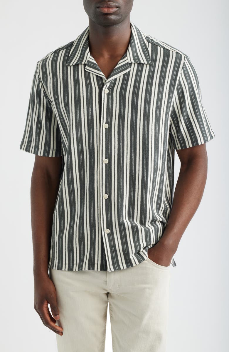 Madewell Seaport Terry Camp Shirt, Main, color, Stripe Stormy Spruce