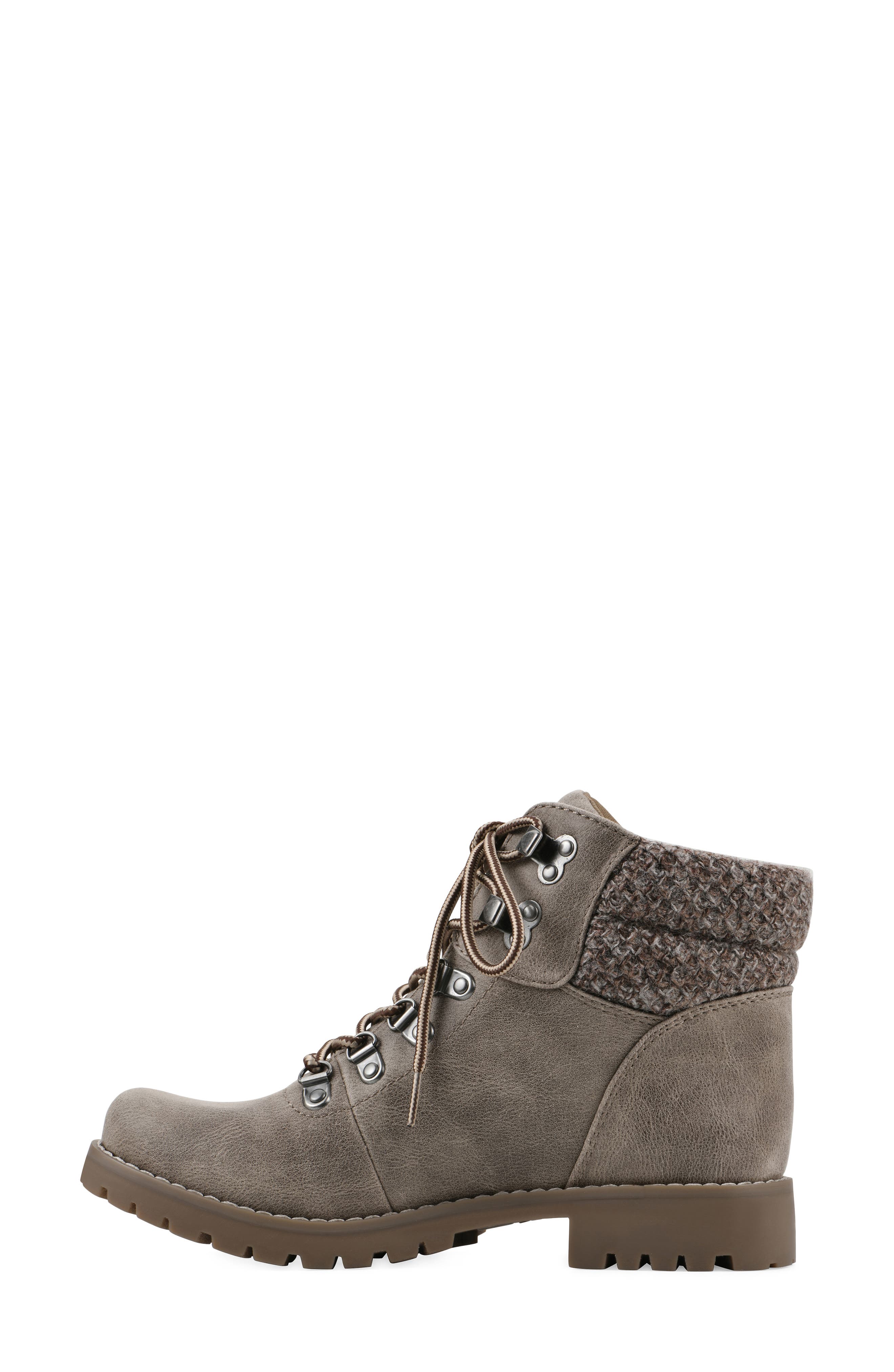 Pathfield Knit Collar Lace-Up Boot, Alternate, color, STONE/ FABRIC