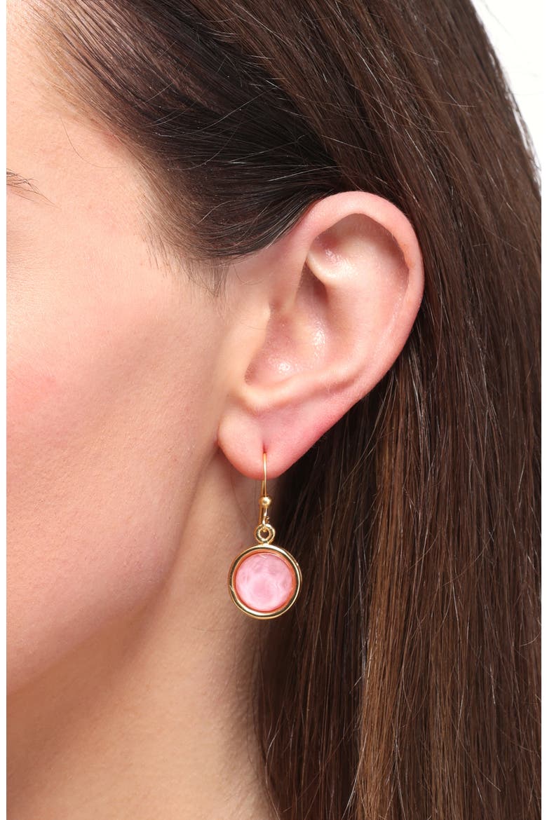 Round Drop Earrings, Alternate, color, GOLD/ PINK