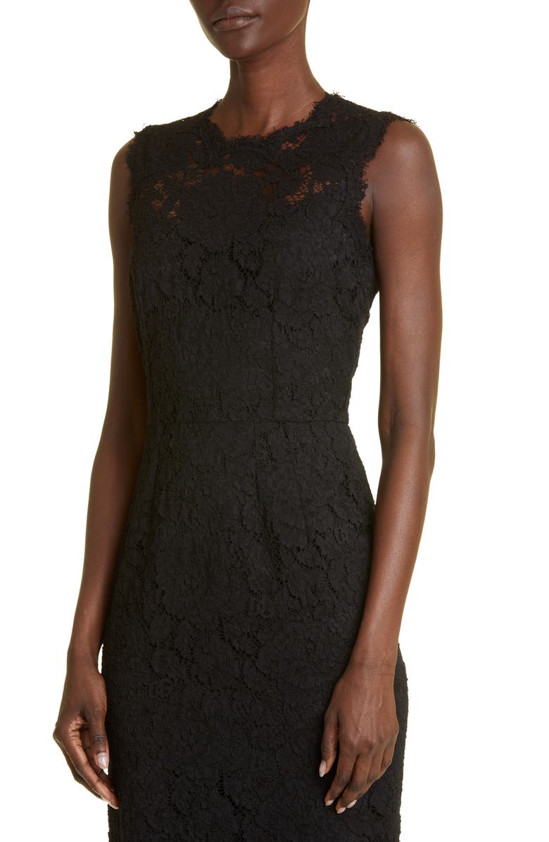 Dolce&Gabbana Sleeveless Semisheer Lace Midi Dress, Alternate, color, Black