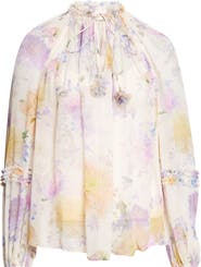 Zimmermann Luna Ruffle Billow Chiffon Top