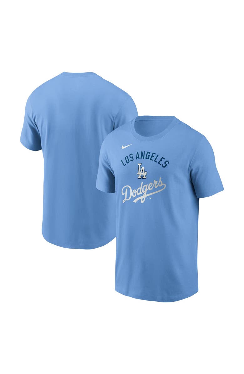 Nike Men's Nike Light Blue Los Angeles Dodgers Early Innings Stack T-Shirt, Main, color, 