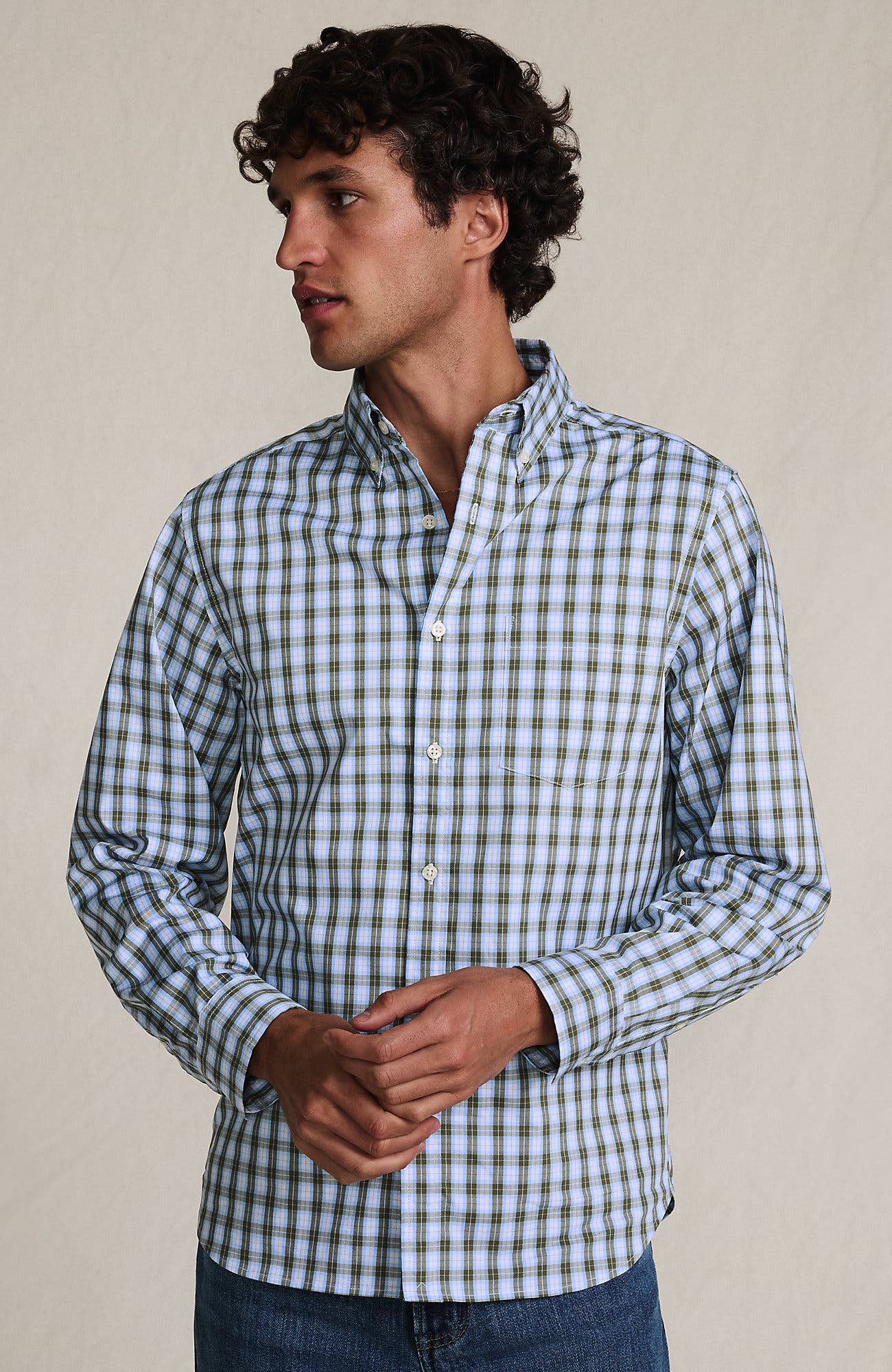 Olive Drab/Blue Plaid