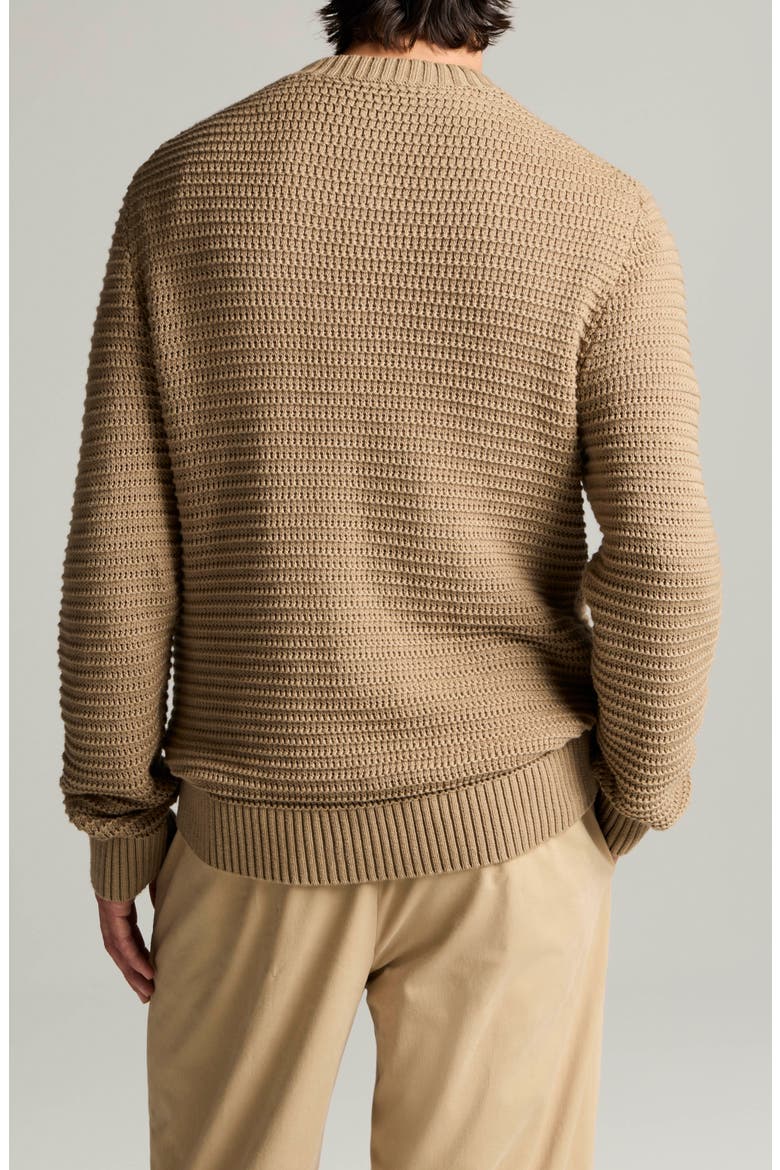 Crafted Textured Cotton & Cashmere Crewneck Sweater, Alternate, color, DK PECAN