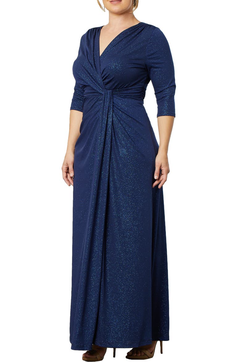 Romanced by Moonlight Glitter A-Line Jersey Gown, Alternate, color, EVENING STAR