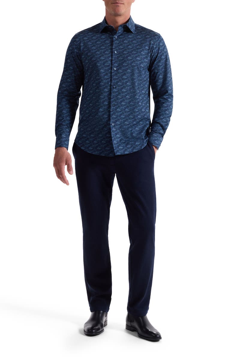 Bugatchi James OoohCotton<sup>®</sup> Abstract Button-Up Shirt, Alternate, color, Teal