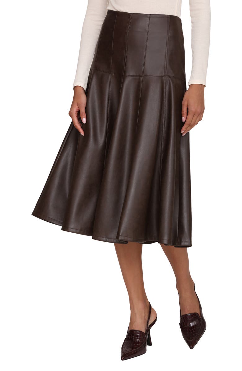 Bagatelle Panelled Faux Leather Skirt, Alternate, color, 