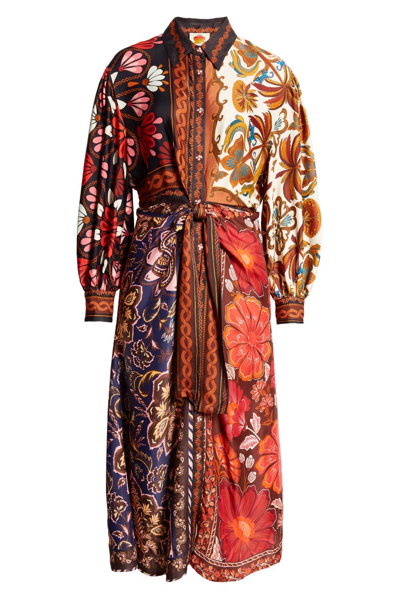 Miranda Mix Print Long Sleeve Satin Shirtdress, Alternate, color, MIRANDA MIX MULTICOLOR