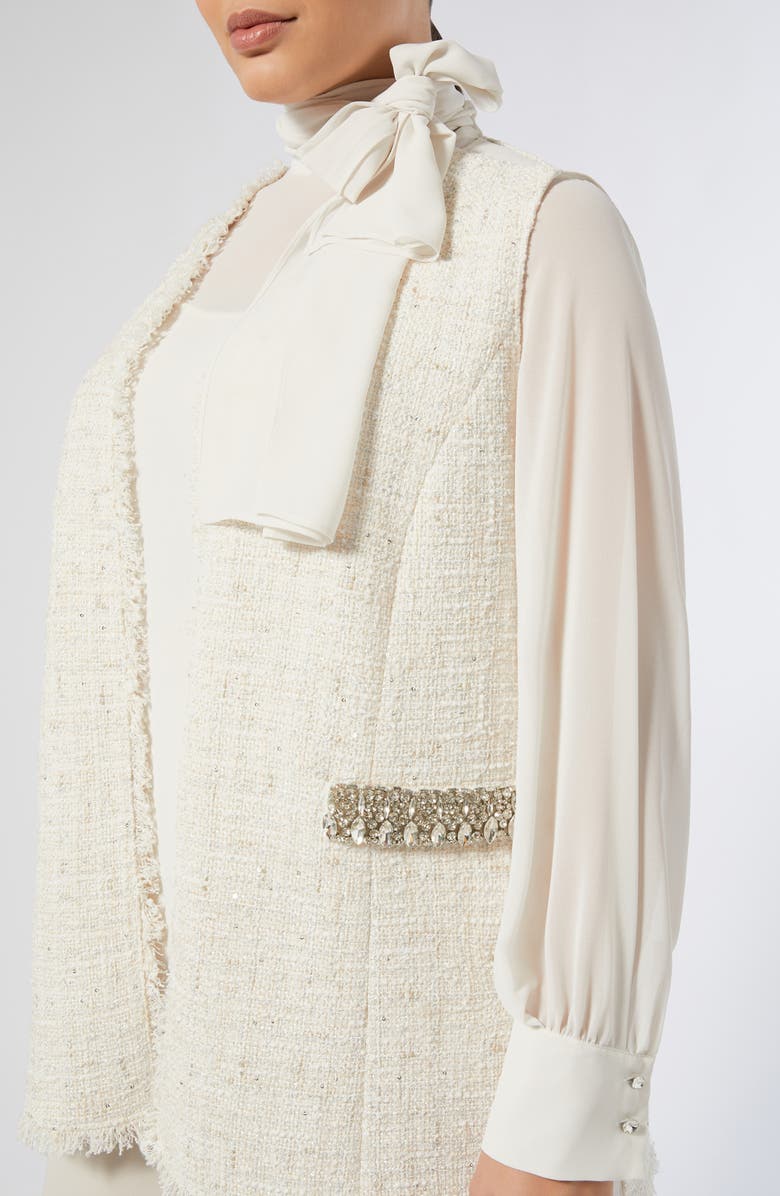 Marina Rinaldi Kelly Tie Neck Tunic Shirt, Alternate, color, Ivory