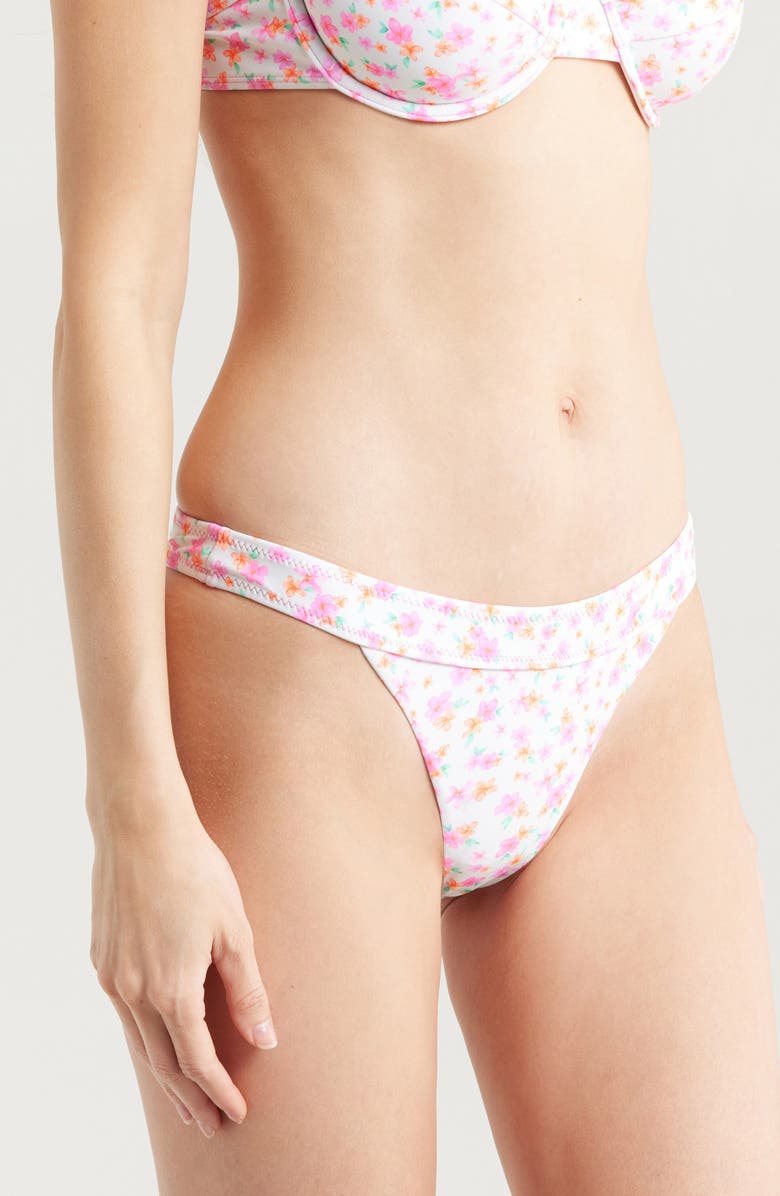 Kulani Kinis Wide Band Bikini Bottoms, Alternate, color, Flamingo Flora