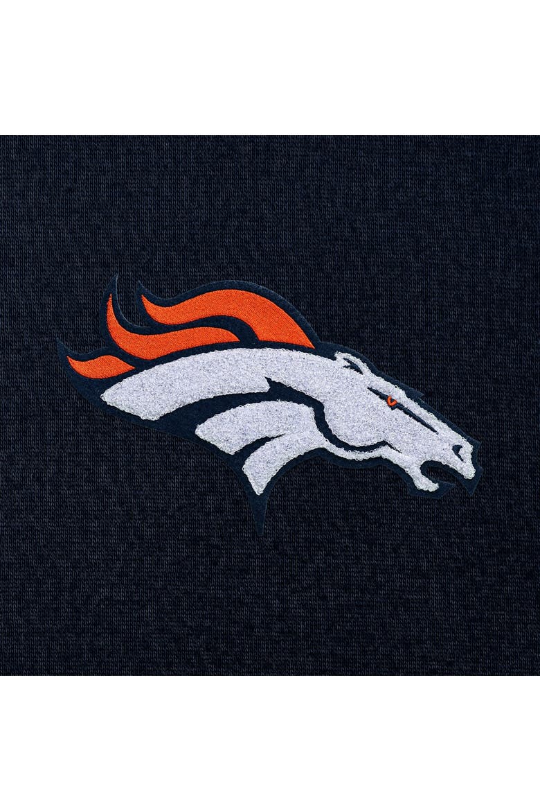 Men's Antigua Navy Denver Broncos Victory Chenille Pullover Hoodie, Alternate, color, Navy