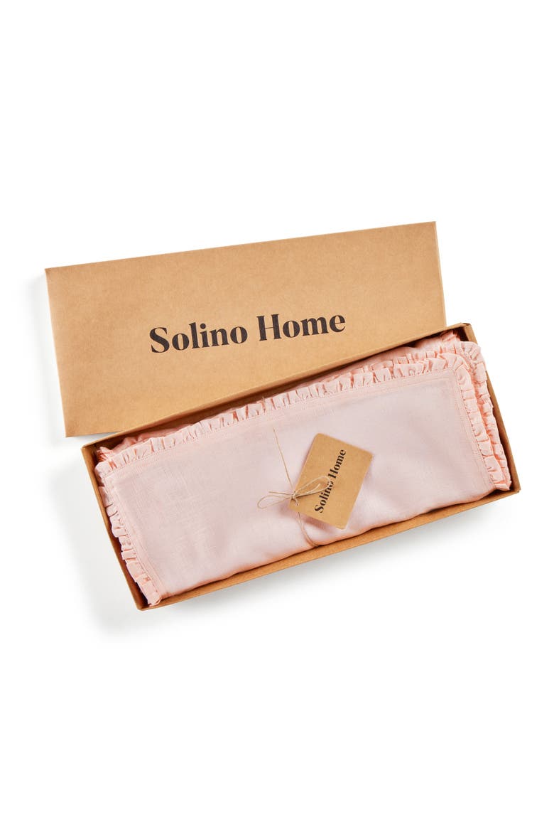 Linen Table Runner - Juliette Ruffle, Alternate, color, Peach Cloud