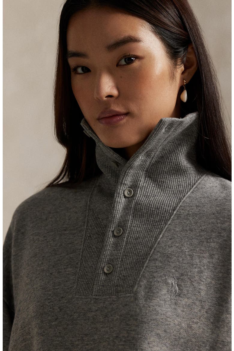 Rib Trim Mock Neck Pullover, Alternate, color, DARK VINTAGE HEATHER