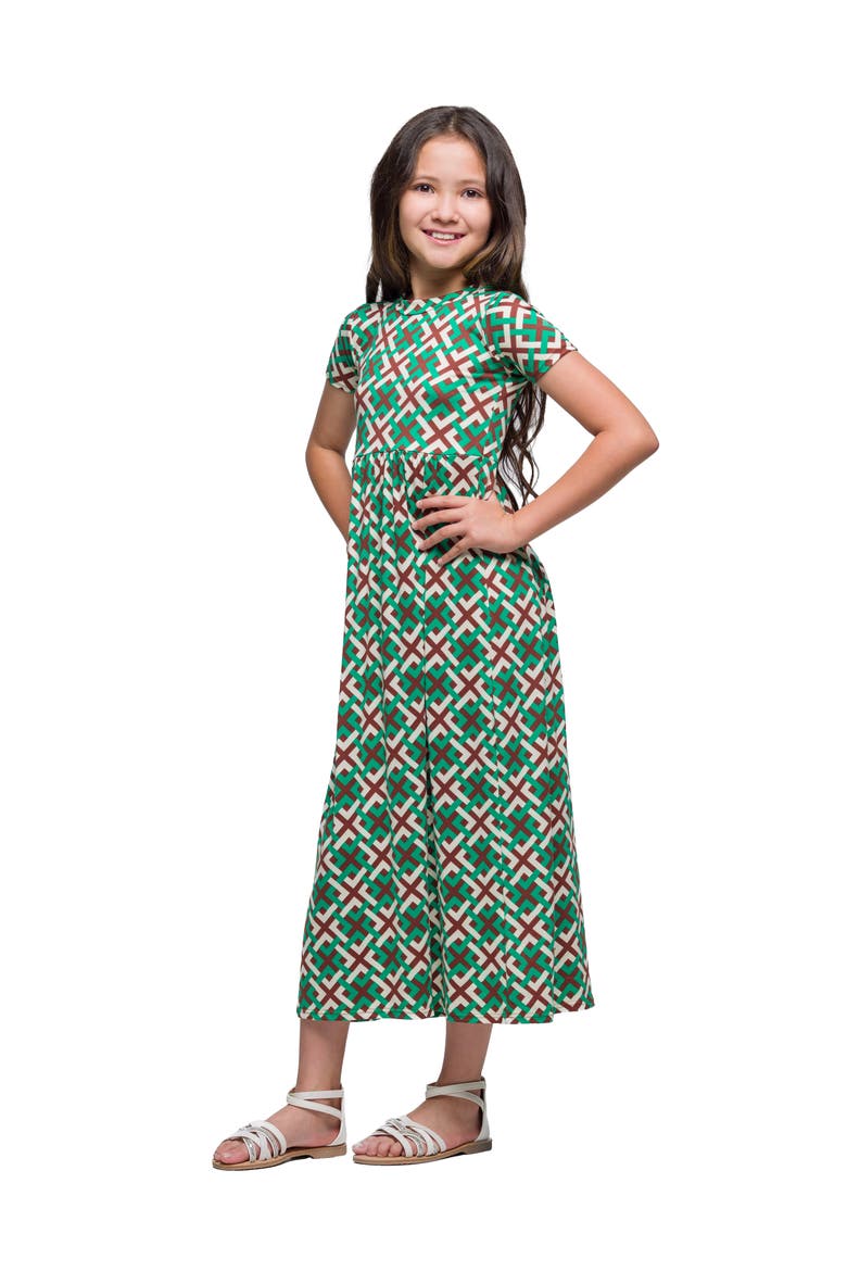Short Sleeve Green Maxi Dress, Alternate, color, Green Multi