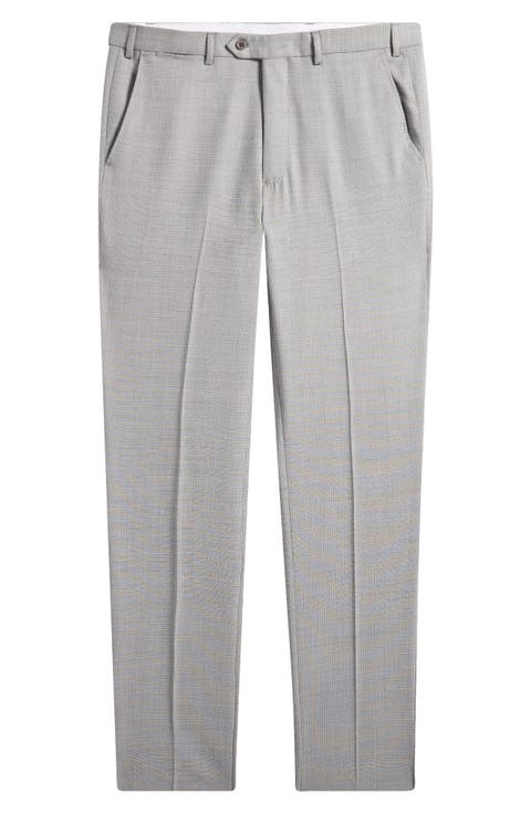Grey Textured Virgin Wool Dress Pants