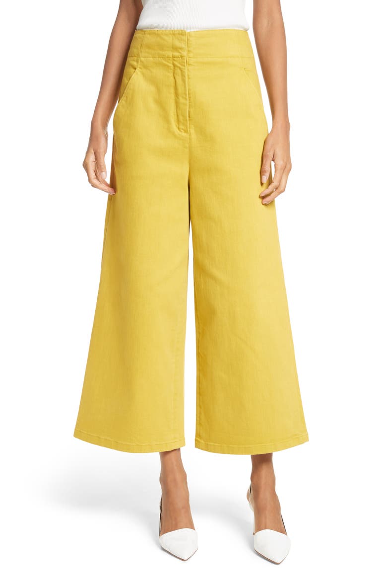 Wide Leg Crop Denim Pants, Main, color, MUSTARD