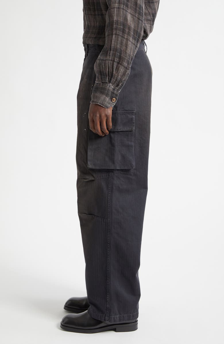 OUR LEGACY Mount Paint Splattered Cotton Herringbone Cargo Pants, Alternate, color, Nebula Wash Jungle Herringbone