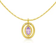 LA MENO Oval Birthstone Pendant Necklace