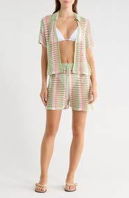 Abound Open Knit Stripe Top & Shorts Set