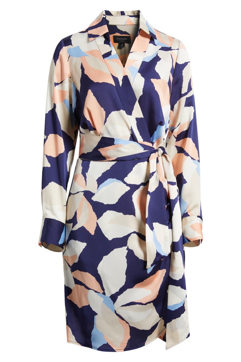 Print Tie Waist Dress, Alternate, color, NAVY MULTI