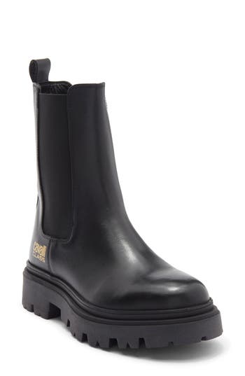 Roberto Cavalli Lug Platform Chelsea Boot In Black