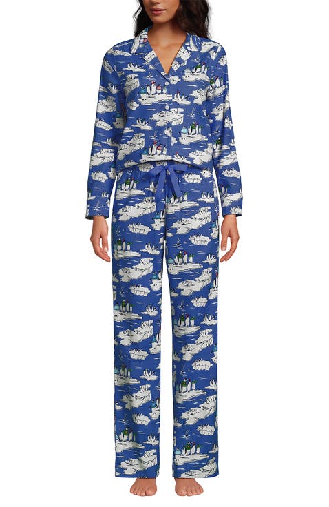 Flannel 2 Piece Pajama Set - Long Sleeve Shirt and Pants